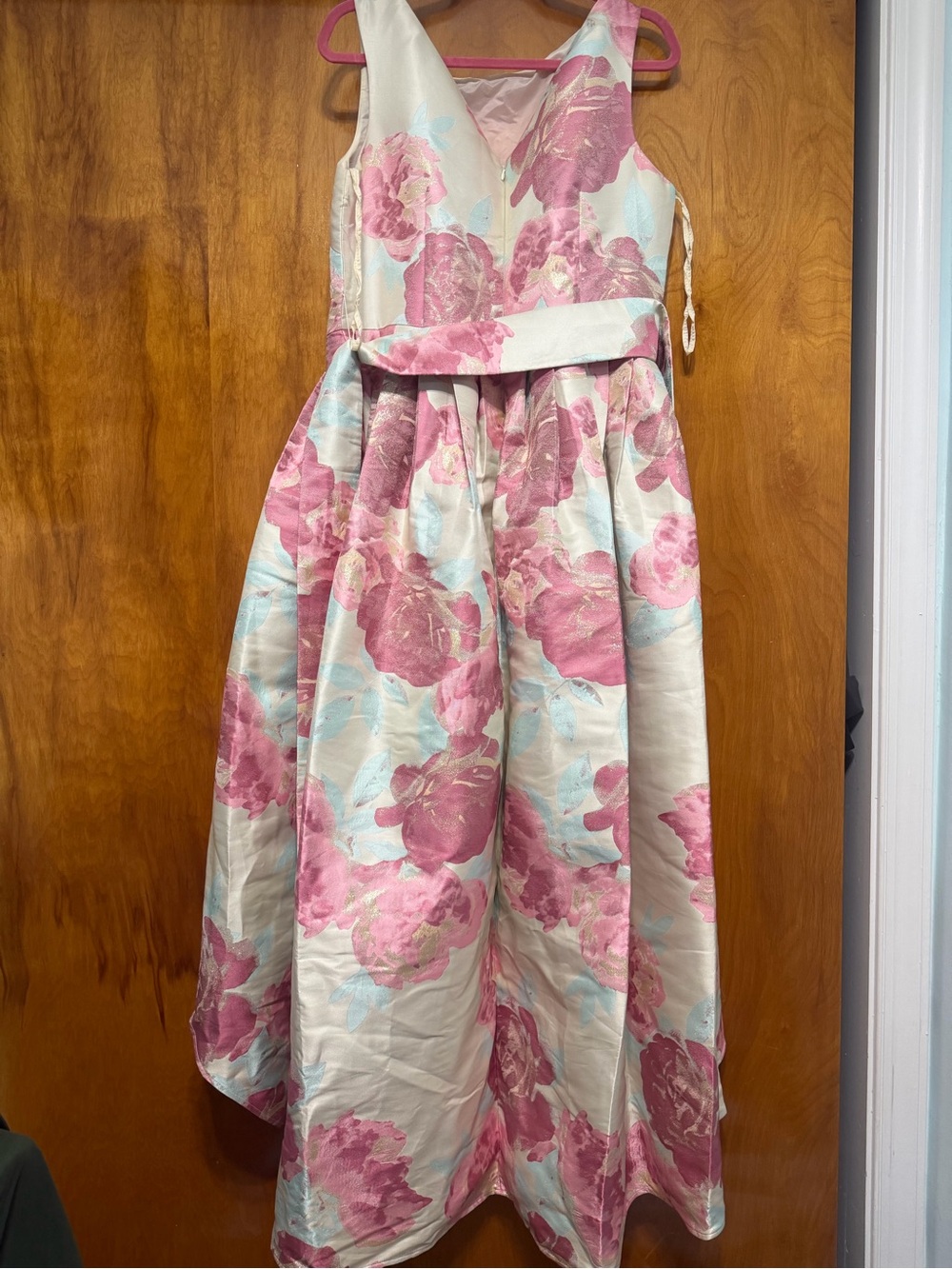 Tahari Cream and Pink Floral Formal Dress for Girls